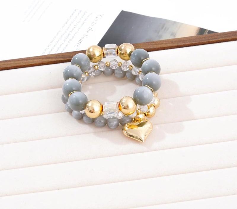 Aigrnc Boho Beaded Stretch Bracelets For Women Stackable Crystal Gold Plated Beaded Bracelets Set Trendy Handmade Friendship Braeclet Jewelry Gifts - Image 2